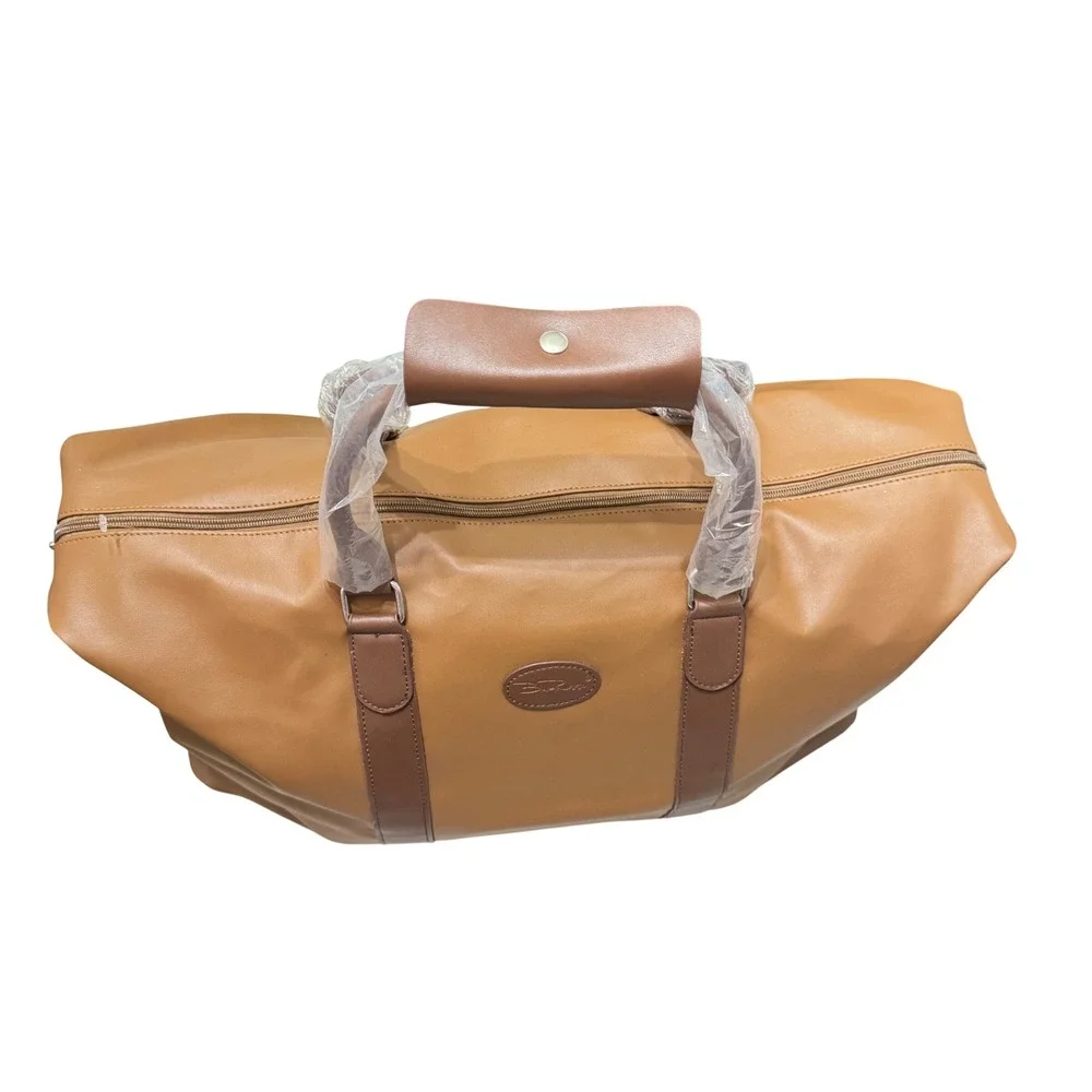 Bella Russo‎ Duffle Travel Bag Unisex Large Tan New Double Handle Zipper Closure